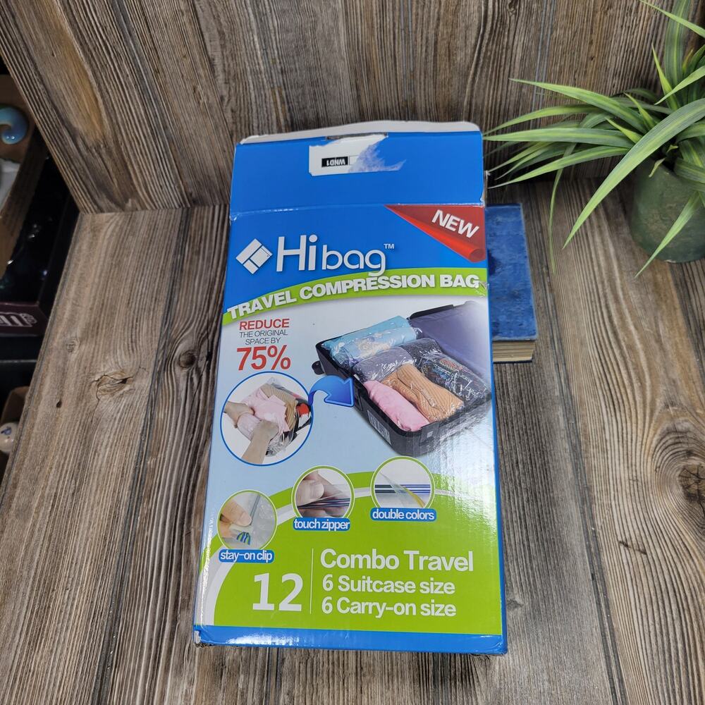 HiBag Travel Compression Bags 12 Pack Combo Set 6 Suitcase Size 6 Carry-on Size